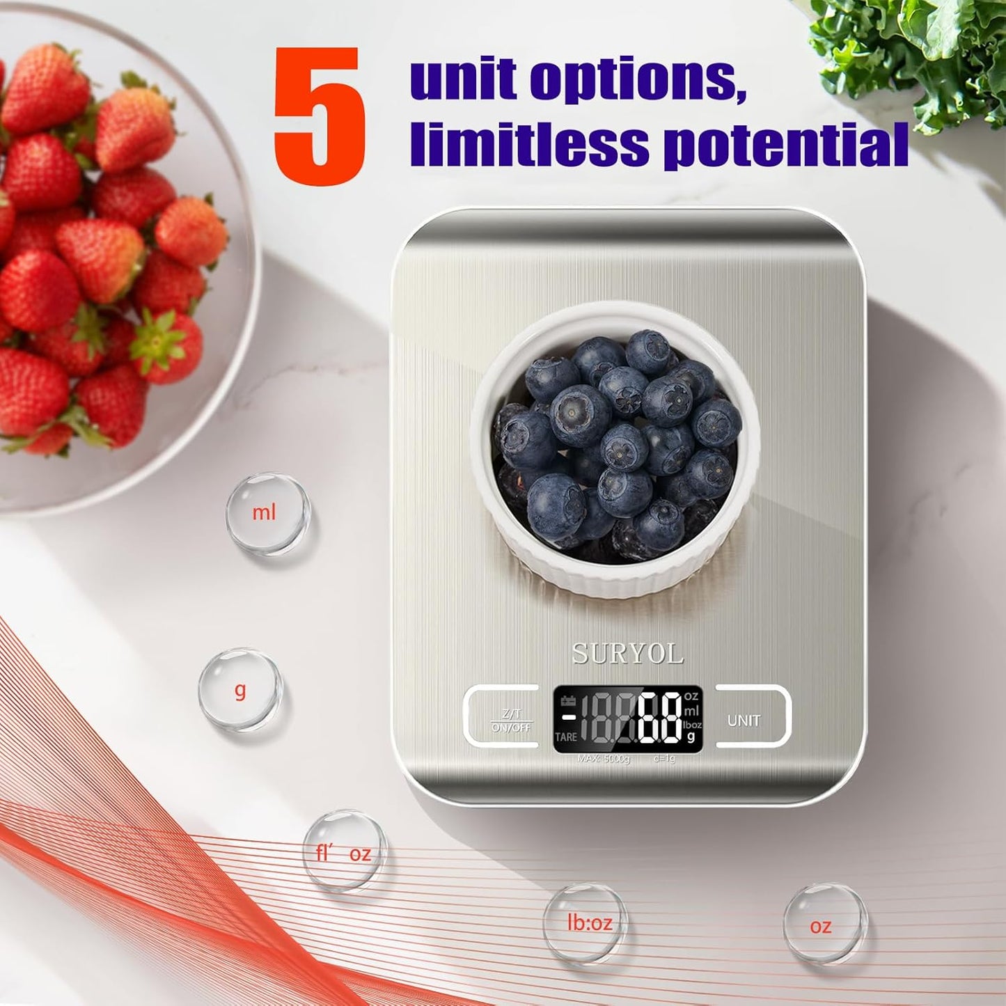 Food Kitchen Scale High-Precision Digital Scale Accurate Weighing for Baking & Cooking Enthusiasts(Silvery & Grayish Green)