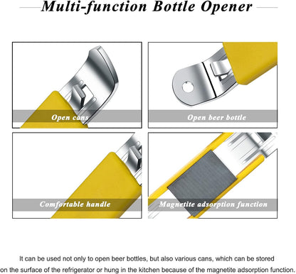 3 Pieces Magnetic Bottle Openers Can Opener Classic Beer Opener Stainless Steel Small Bottle Opener Can Tapper with Magnet for Camping and Traveling HANCELANT (Black Blue Fuchsia)