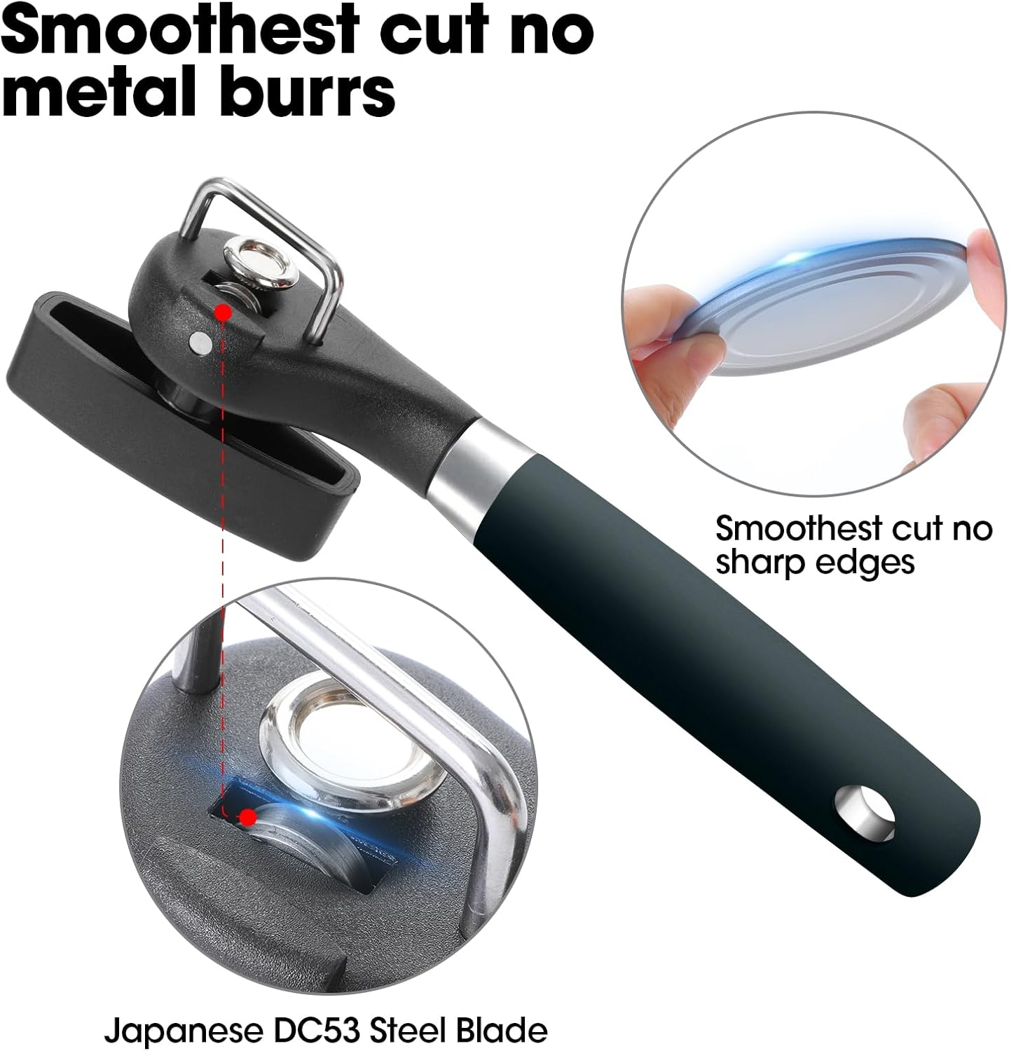 Beneno Can Opener, Manual Side Safe Cut Can Opener Smooth Edge with Durable Sharp Blade, Effort-Saving Knob & Comfortable Non-slip Handle, Brown