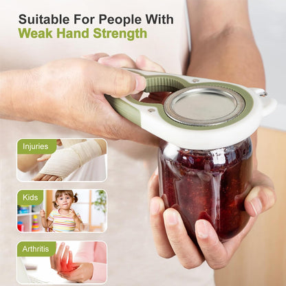 2026 6 in 1 Jar Opener for Weak Hands,Seniors with Arthritis, Large Multi Function Bottle Opener Lid Opener with Non Slip Rubber Jar opener Gripper Pad, Magnetic Suction Saves Space