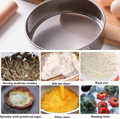 Flour Sifter Stainless Steel Fine Mesh Strainers 11.8 Inch 60 Mesh Round Flour Sieve for Baking Cake Bread