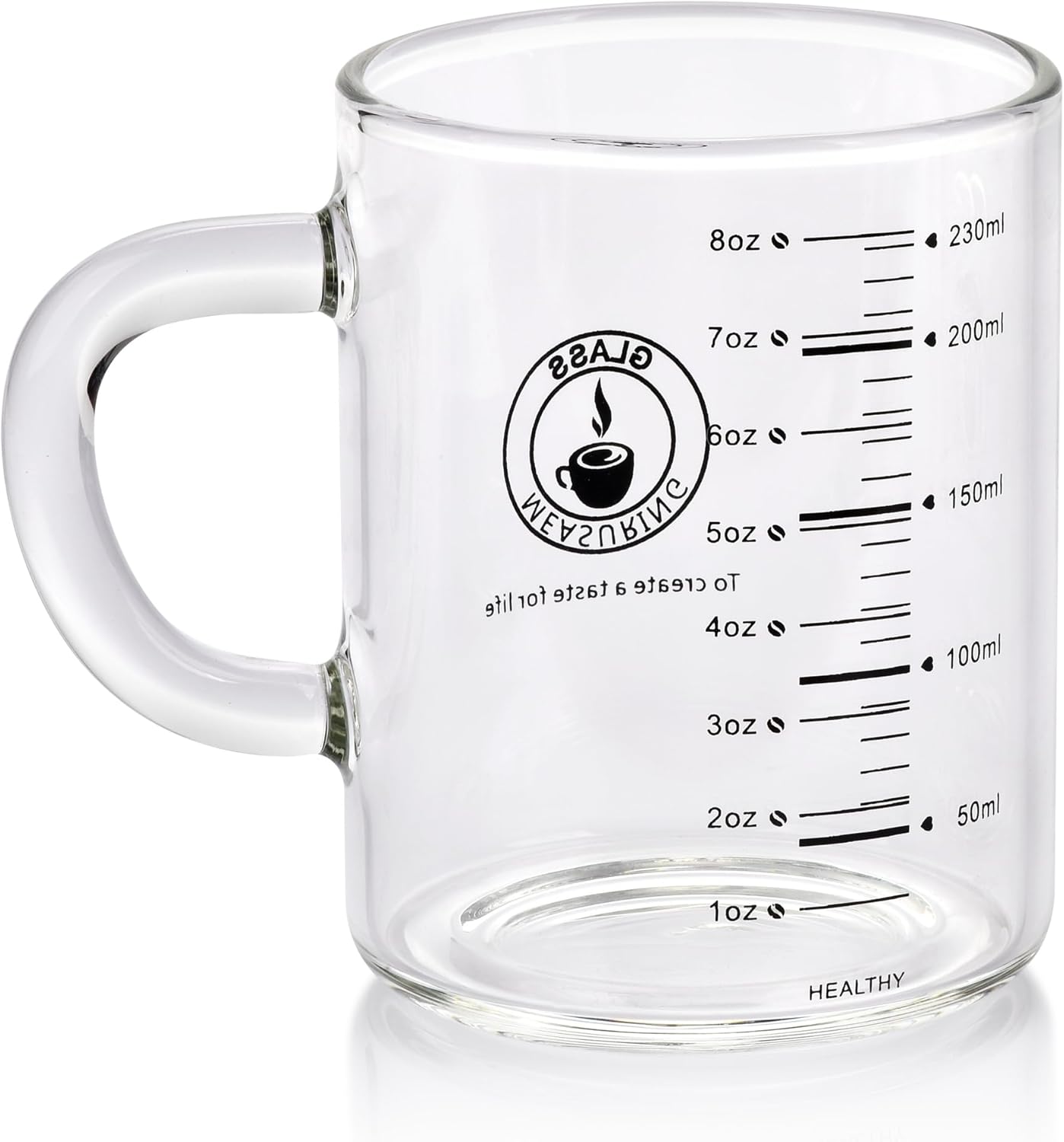 8 Oz Glass Measuring Cup Espresso shot glasses Clear Coffee Mugs for Hot or Cold Glass Expresso Small Coffee Cup with Glass Handle High Borosilicate Glass Cup (Colorful)