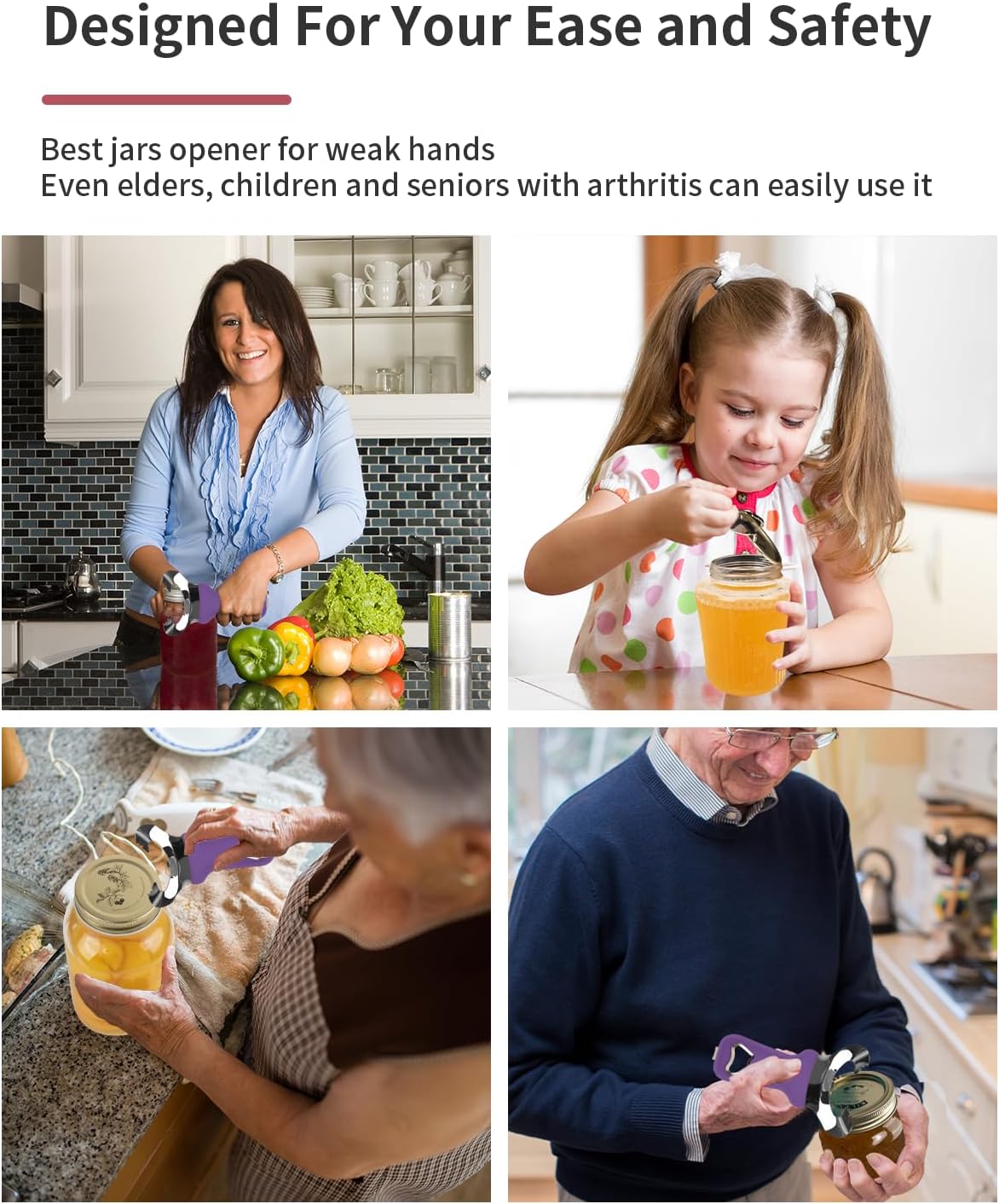CYDW Mason Jar Opener Tool with Soft Touch Handle, No Lid Dents or Damage, Can Opener Manual Multi-Purpose, Easy Twist Manual Handheld Top Remover, Canning Supplies, Bottle Opener, Made for Lifetime