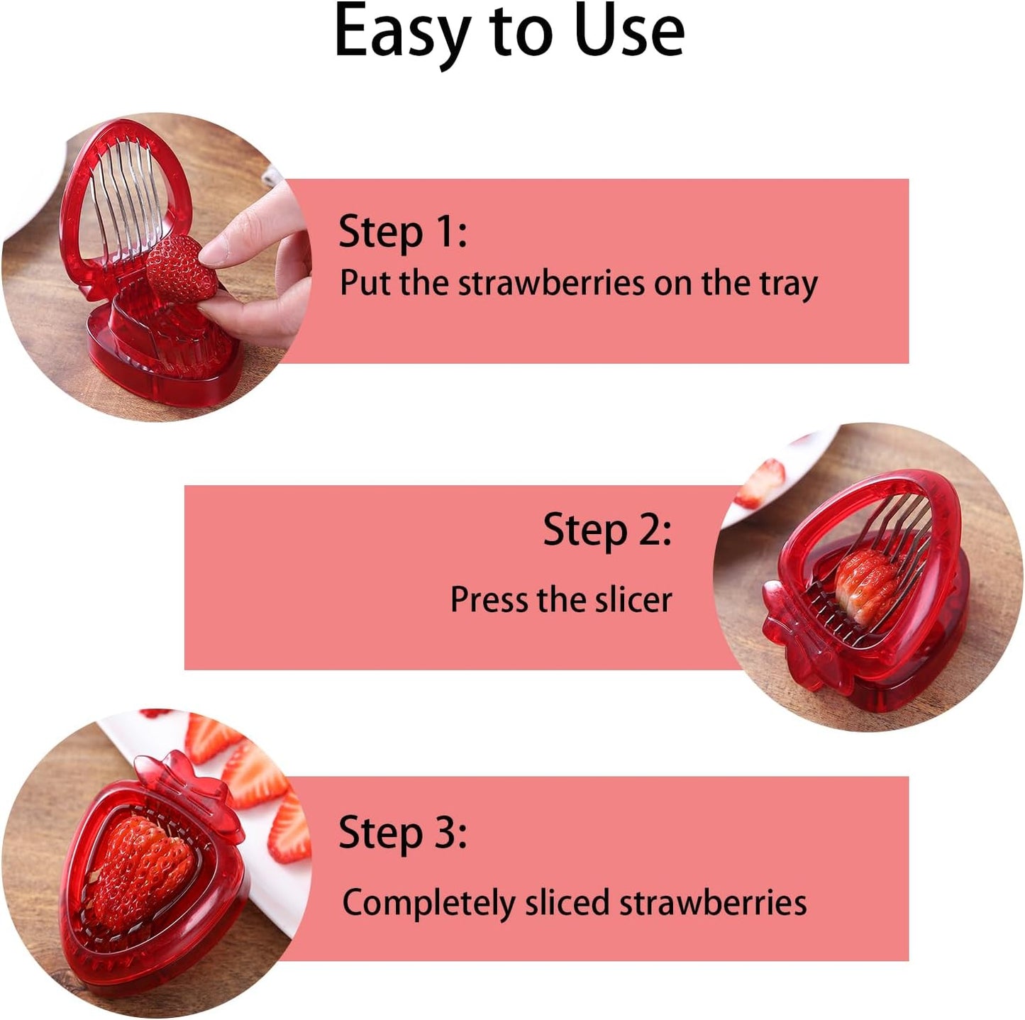 Strawberry Huller Fruit Slicer Set quick Remove Strawberry berry Stem Tool, Also Works for Tomato, Pineapple Corer Stems