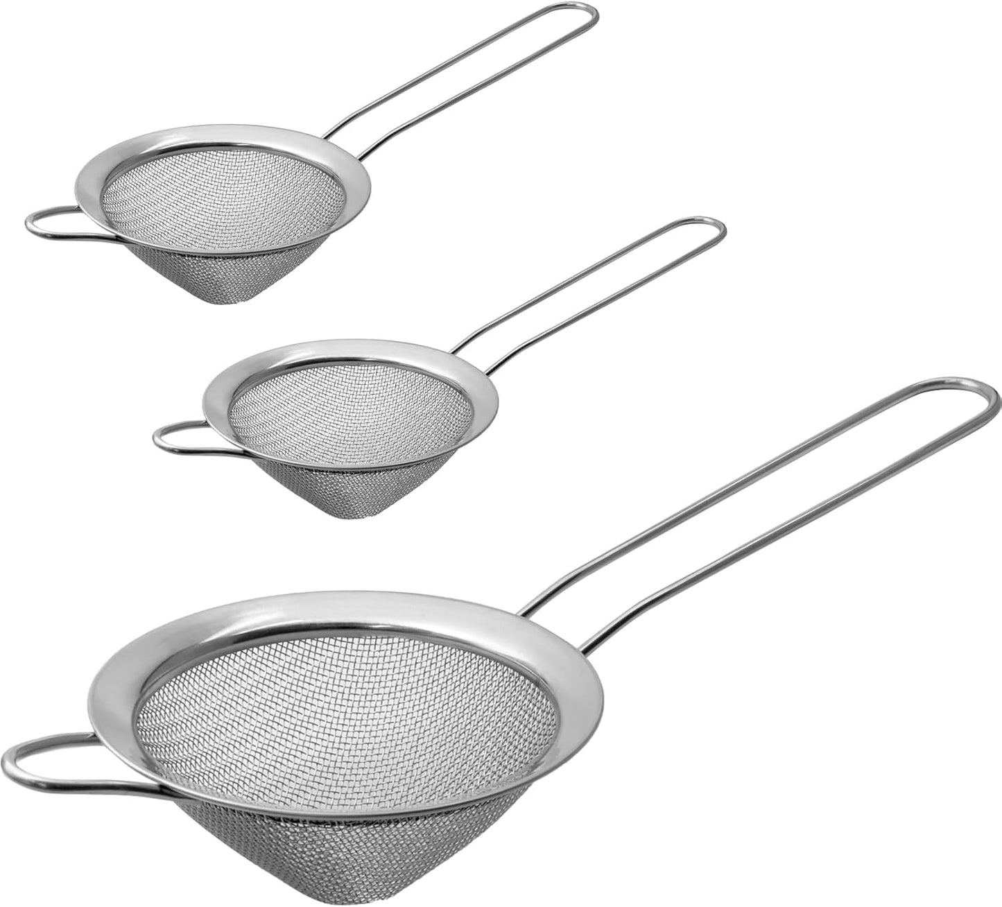 Biaungdo 2 Pcs 8.5 cm/3.3 Inch Fine Mesh Strainer, Stainless Steel Tea Strainer Conical Mesh Strainers Sieve for Cocktail, Coffee, Food, Noodles, Tea Filter(Small)