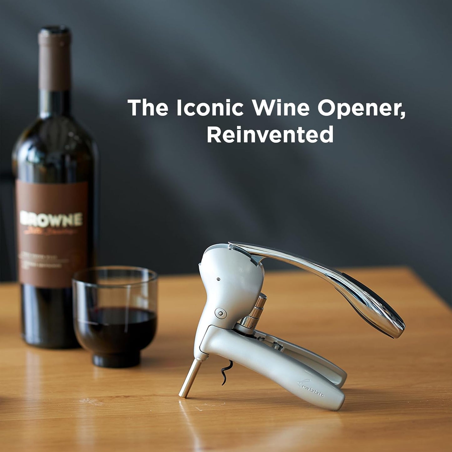 Rabbit Original Lever Corkscrew Wine Opener with Foil Cutter and Extra Spiral (Silver)