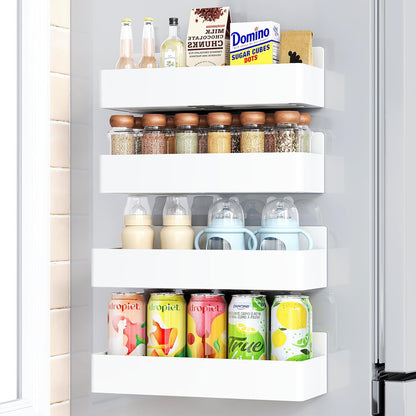 Mystozer Magnetic Spice Rack for Refrigerator, Kitchen Organizer and Storage Shelf, Black (4 Pack)…