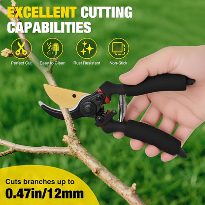 Yesker Pruning Shears Garden Shears 7.8" Professional Garden Scissors Sharp 65 Manganese Steel Blade Heavy Duty Clippers Hand Pruners for Cutting Fresh Flowers Branch Plant Trimming Gardening Tools