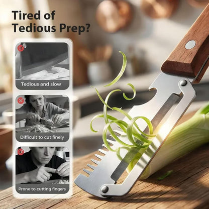 3 in 1 Premium Heavy Duty Stainless Steel Peeler - 2026 New 0 Snag Wooden Peeler for Kitchen - Multifunctional Vegetable Peeler with Bottle Opener & Serrated Blade - Fruit & Potato Peeling Tool (A+B)