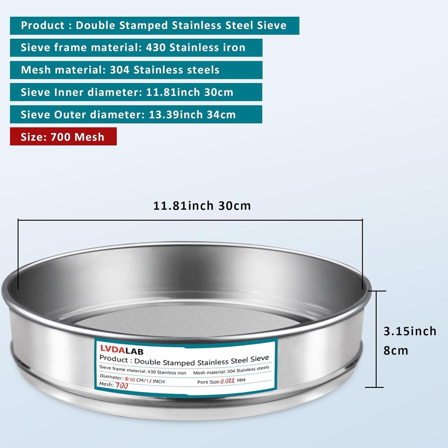 304 Stainless Steel Lab Sieve Screen Mesh, 6 Mesh(3.5mm) Aperture Test Sieve, 12Inch(30cm) Diameter Economy Standard Analysis Sample Test Sieves for Industrial Laboratory Homes - Colors B