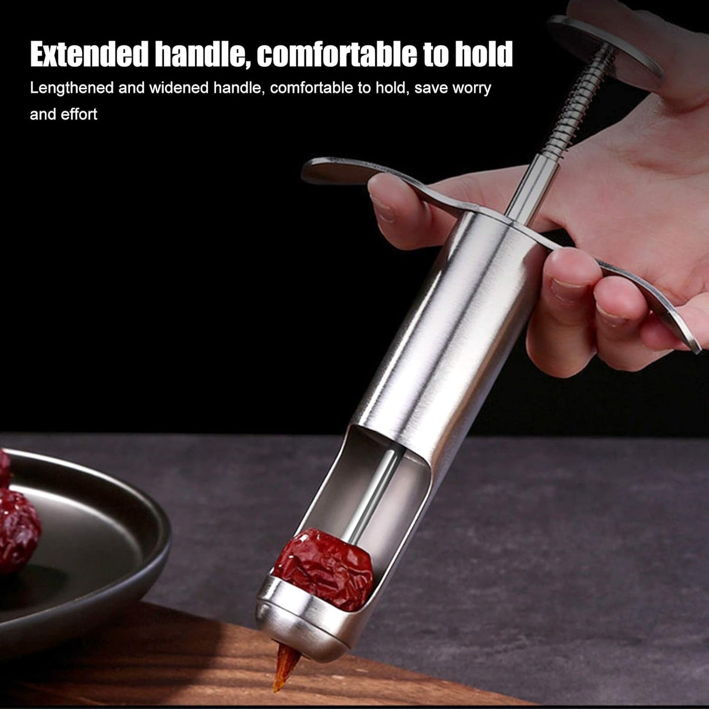 Stainless Steel Fruit Corer, Easy One Hand Use Kitchen Gadget for Cherry Olive Grape Hawthorn, with Durable Design