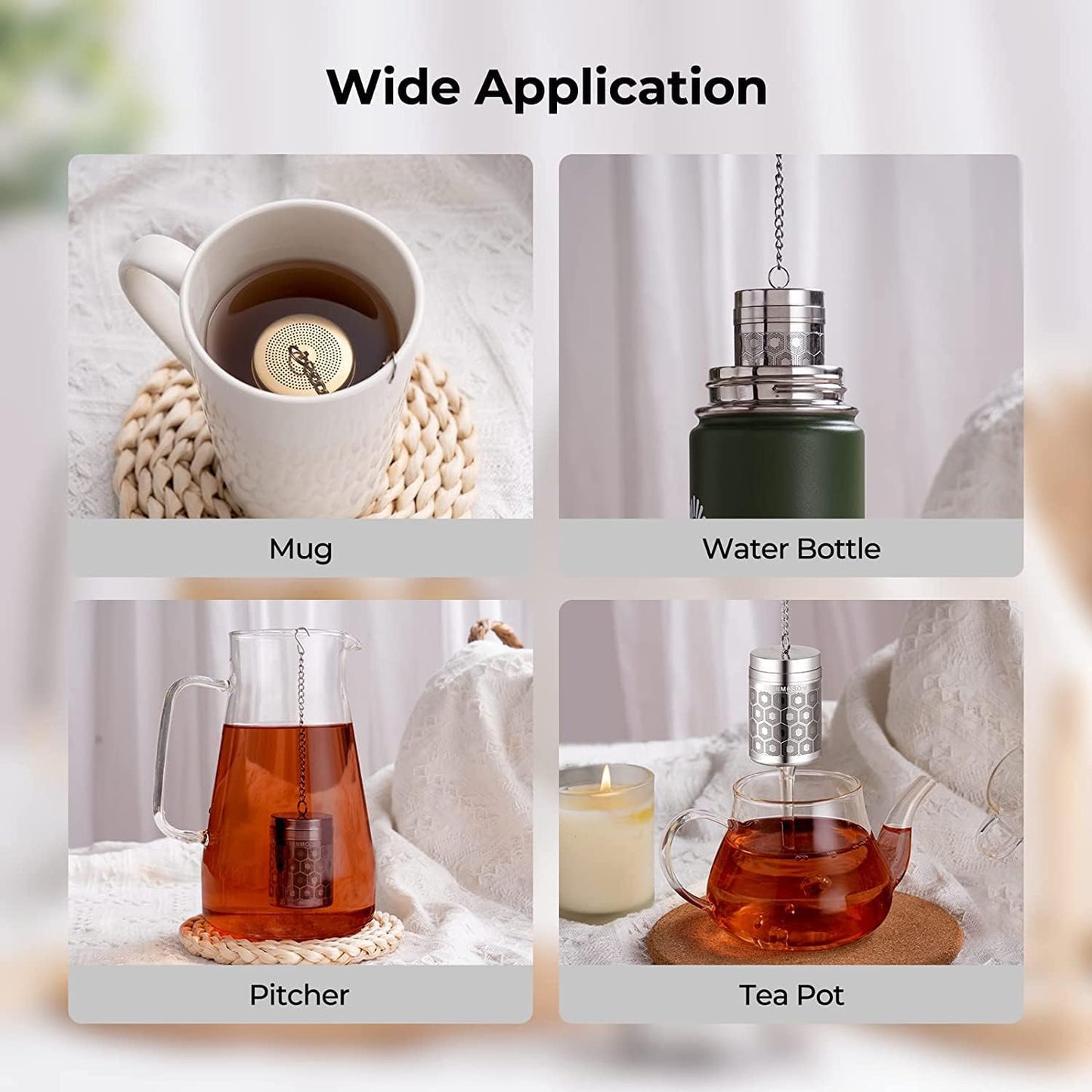 Reinmoson Extra Large Tea Infuser for Loose Tea & Spice Infuser for Cooking, Extra Fine Mesh Tea Strainers, 304 Stainless Steel Steeper for Black Tea, Rooibos, etc