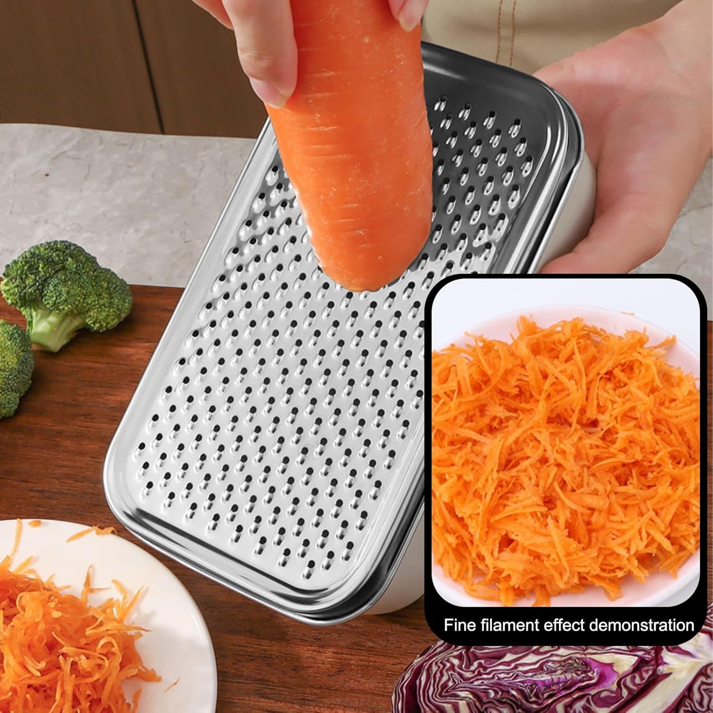 Cheese Grater With Container Box,Grater Cheese Shredder,2 In1 Fruit Vegetable Chopper Onion Choppers,Perfect For Hard Parmesan Or Soft Cheddar Cheeses,Ginger,Butter,Vegetables Etc(White)