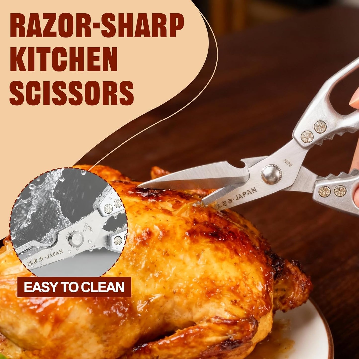 Herb Scissors, Shallot Scissors, Multipurpose 5 Blade Kitchen Herb Shears, Herb Cutter with Safety Cover and Cleaning Comb for Chopping Shallot Basil Chive Parsley