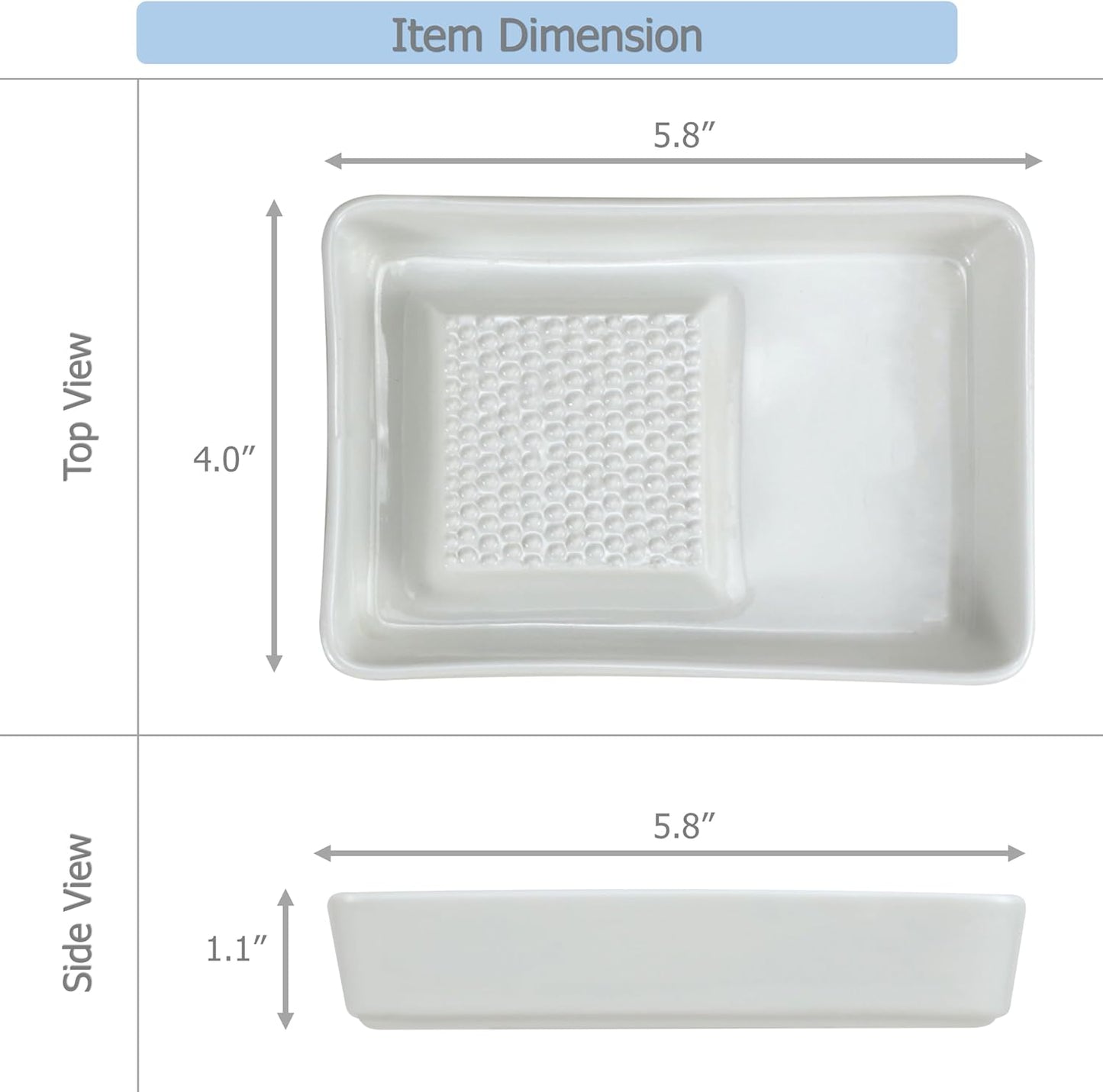 EIKS Ceramics Grater Plate for Ginger Garlic Wasabi Daikon Fruits Root Vegetable Cooking Preparation (Spade-shaped)