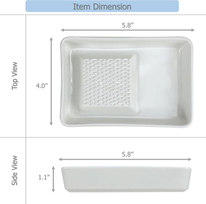 EIKS Ceramics Grater Plate for Ginger Garlic Wasabi Daikon Fruits Root Vegetable Cooking Preparation (Spade-shaped)