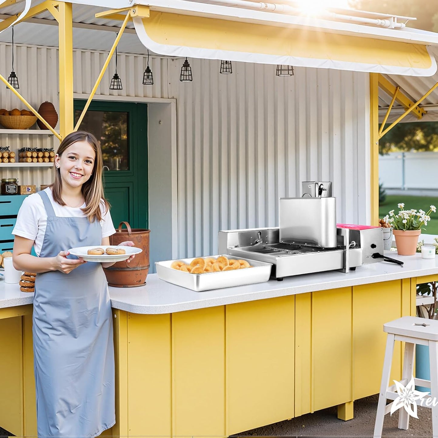 VEVOR Donut Depositor, Large Capacity Manual Donuts Dropper, 304 Stainless Steel Commercial Batter Dispenser, 6 Thicknesses Adjustment Doughnut Hopper with Stand, For Restaurant Cafe Bakery Kitchen