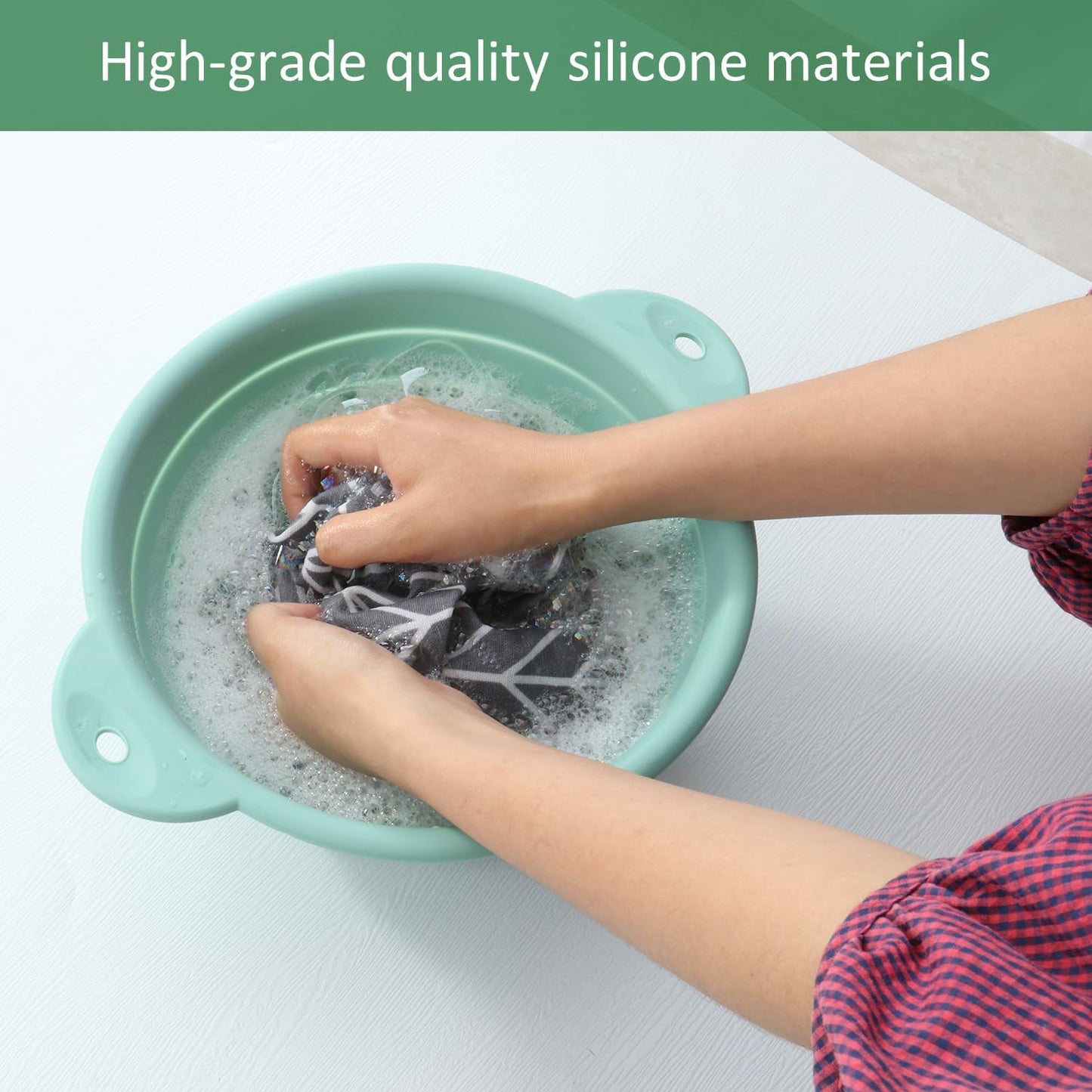 Collapsible Silicone Colander Bowl Set,BPA Free, Heat Resistant, Stainless Steel Nesting, Portable Washing Basket Strainer Drain Basin for Pasta, Vegetable and fruit, Kitchen, Camping, Hiking