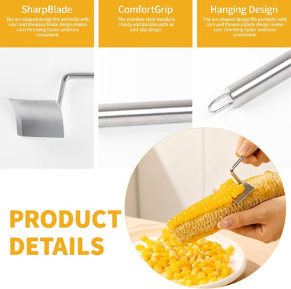 2Pcs Stainless Steel Corn Peeler for Corn On the Cob,Corn Cob Stripper tool for Home Kitchen and Outdoor Dining
