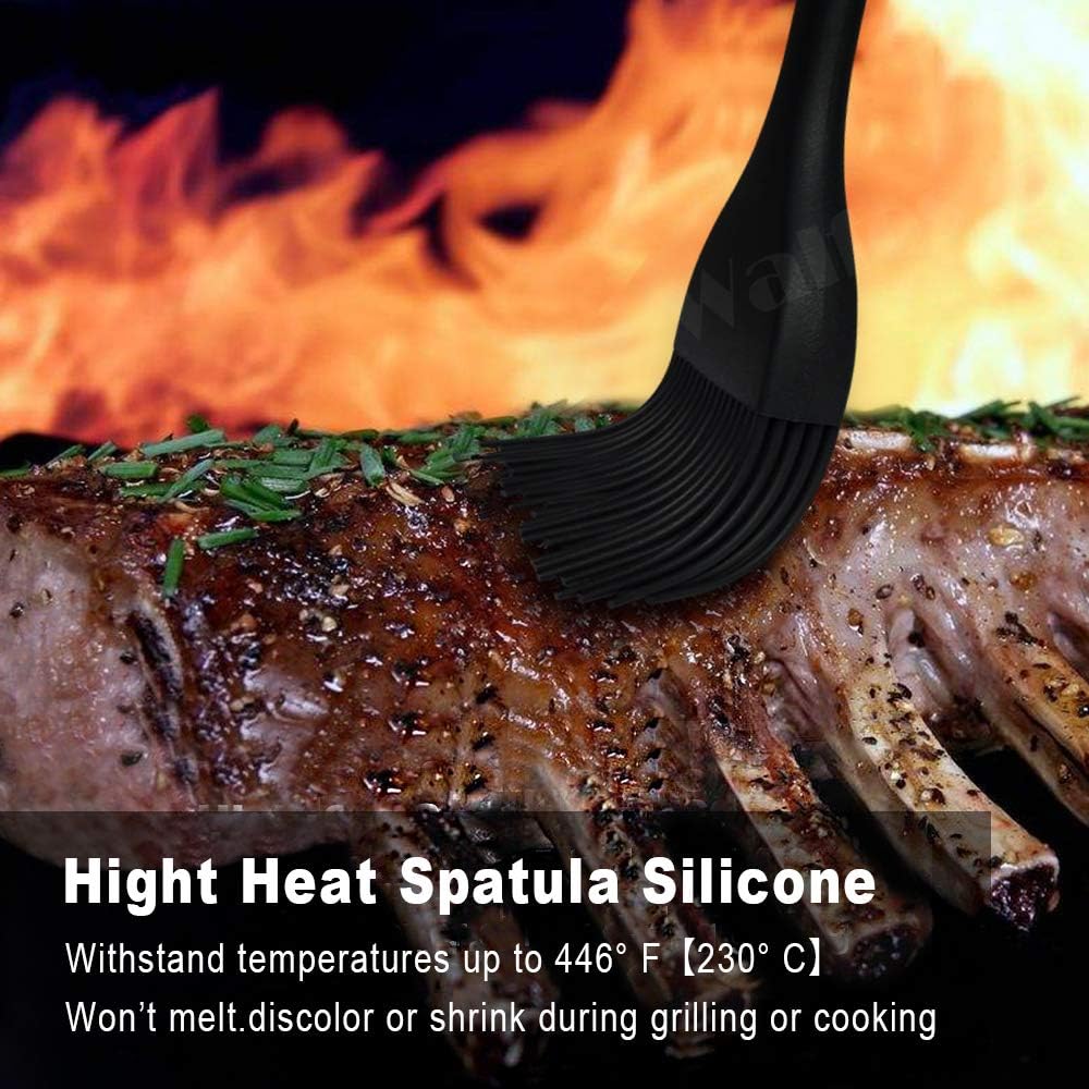 Walfos 600°F Heat Resistant Silicone Basting Brushes BPA Free Pastry Brush, Spread Oil Butter Sauce for BBQ Grill Baking Kitchen Cooking, Dishwasher Safe (2 SIZE)