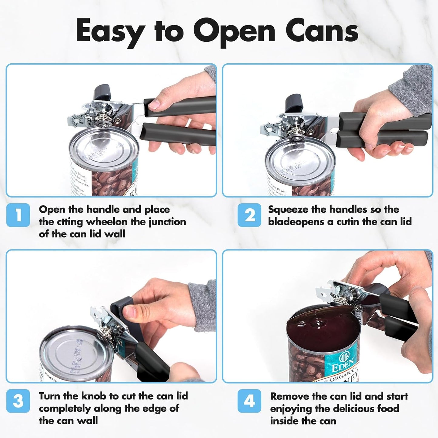 Can Opener Manual, COKORA Can Openers Hand Held with Comfort Anti-Slip Handles, Heavy Duty Stainless Steel Can Opener Smooth Edge and Bottle Openers, Easy Turn Can Openers for Seniors, Kitchen, Green