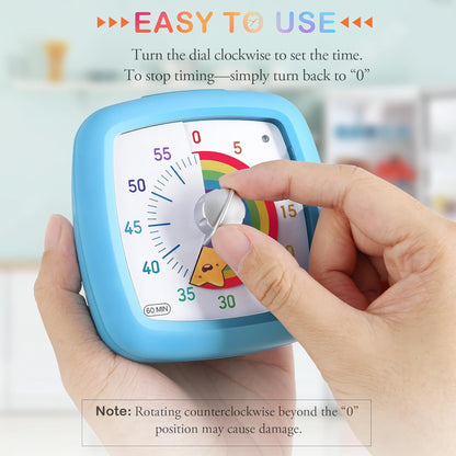 Secura 60-Minute Visual Timer, Silent Study Timer for Kids and Adults, Time Clocks, Time Management Countdown Timer for Teaching (Navy Blue & Navy Blue)