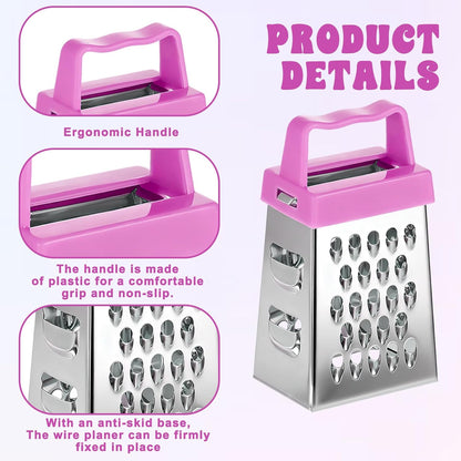 6Pcs Mini Cheese Grater, Stainless Steel Professional Box Grater Efficient Kitchen Small Gadget for Grating Garlic Ginger Vegetable Chocolate Parmesan