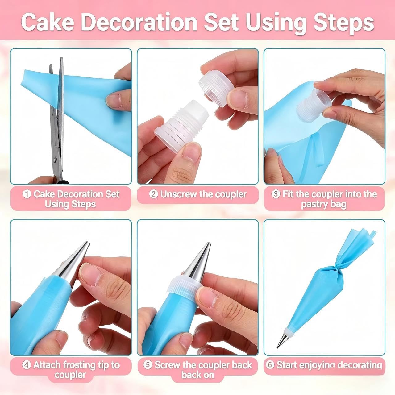 8 Pcs Rose Flower Piping Tips Set,Petal Icing Tips,PipingRose Nozzle,Stainless Steel Cake Decorating Pastry Tools, for CakeDecorating,with A Cleaning Brush (Rose-8pcs)