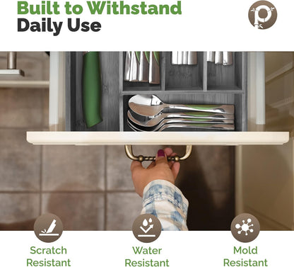 Pristine Bamboo Silverware Organizer - Small Extra-Deep Wooden Kitchen Drawer Organizer Divider for Spoons, Forks, Knives & Cutleries - 5 Slots