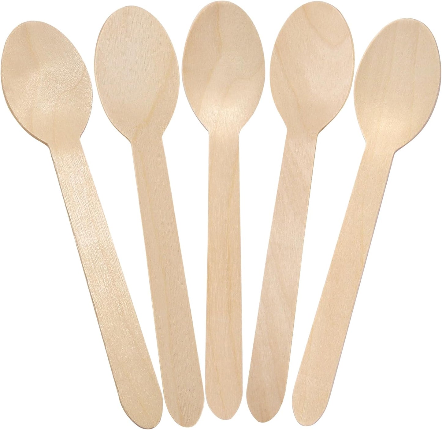 LotFancy Mini Wooden Spoons, Pack of 100, 4 inch Length, Disposable Tasting Sampling Spoons, Biodegradable Compostable Eco-friendly Birchwood Taster Spoons
