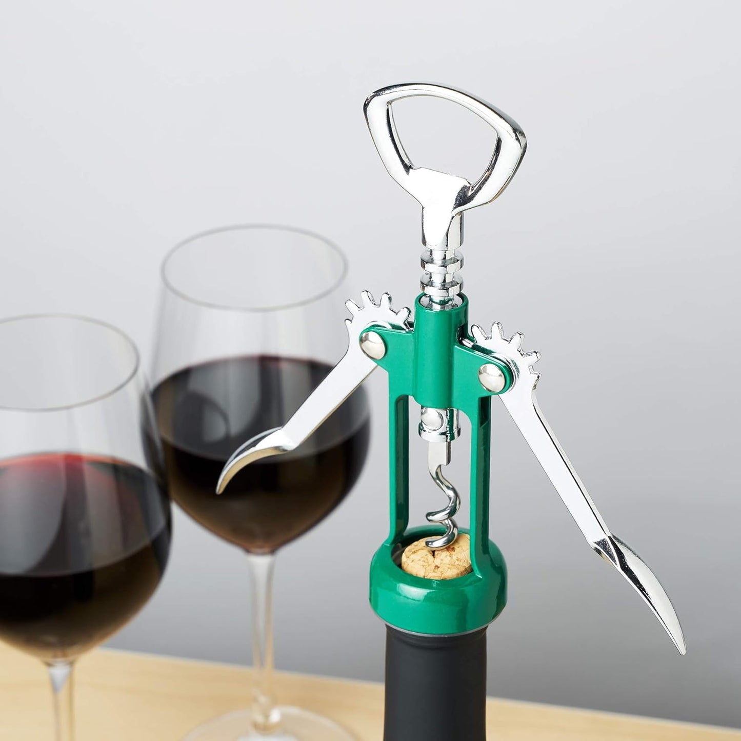 True Soar Winged Corkscrew Wine Opener, Multi-Purpose Bottle Opener for Beer and Soda, Stainless Steel with Chrome Finish, Easy to Remove Cork for Bartenders, Home Bar, Kitchen, Set of 1, Blue