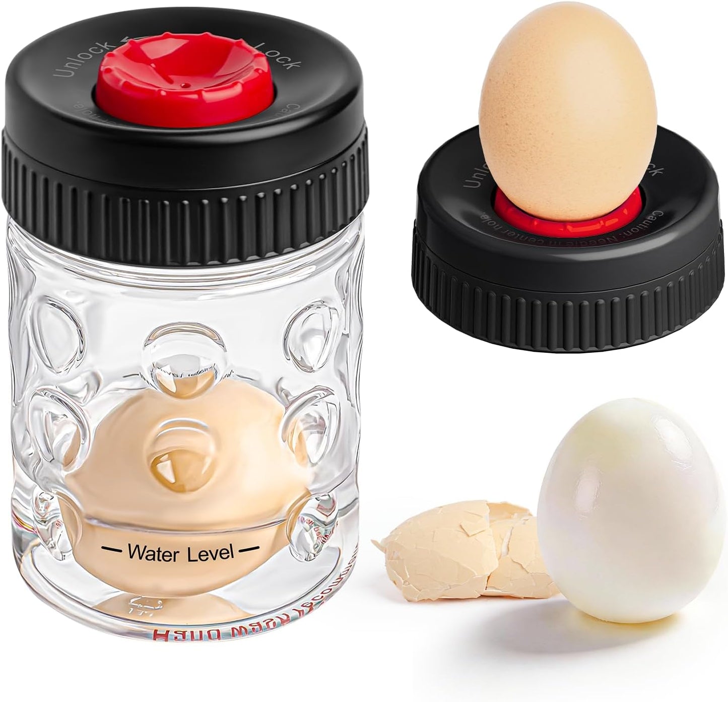Luvan 2-in-1 Egg Peeler & Piercer Tool for Hard-Boiled Eggs – Built-in Hole Puncher & Quick Shake Egg Shell Remover for Cooking, Salads, Deviled Eggs, Breakfast Prep