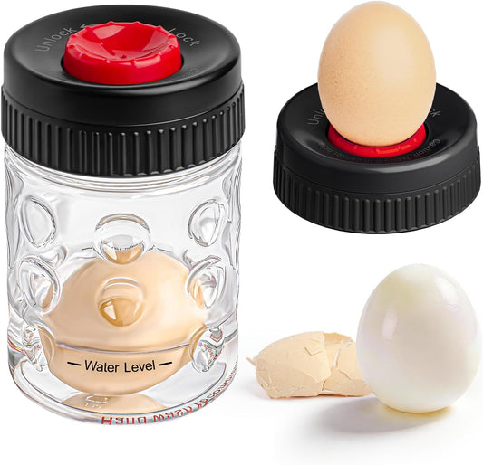 Luvan 2-in-1 Egg Peeler & Piercer Tool for Hard-Boiled Eggs – Built-in Hole Puncher & Quick Shake Egg Shell Remover for Cooking, Salads, Deviled Eggs, Breakfast Prep