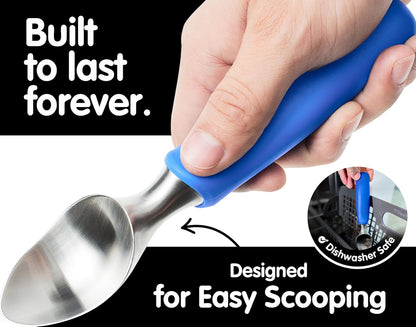 SUMO Stainless Steel Ice Cream Scoop With Ergonomic Handle - Sturdy, Dishwasher-Safe Scooper For Effortless Scooping and Serving Of Frozen Desserts, Comfortable Grip - Blue