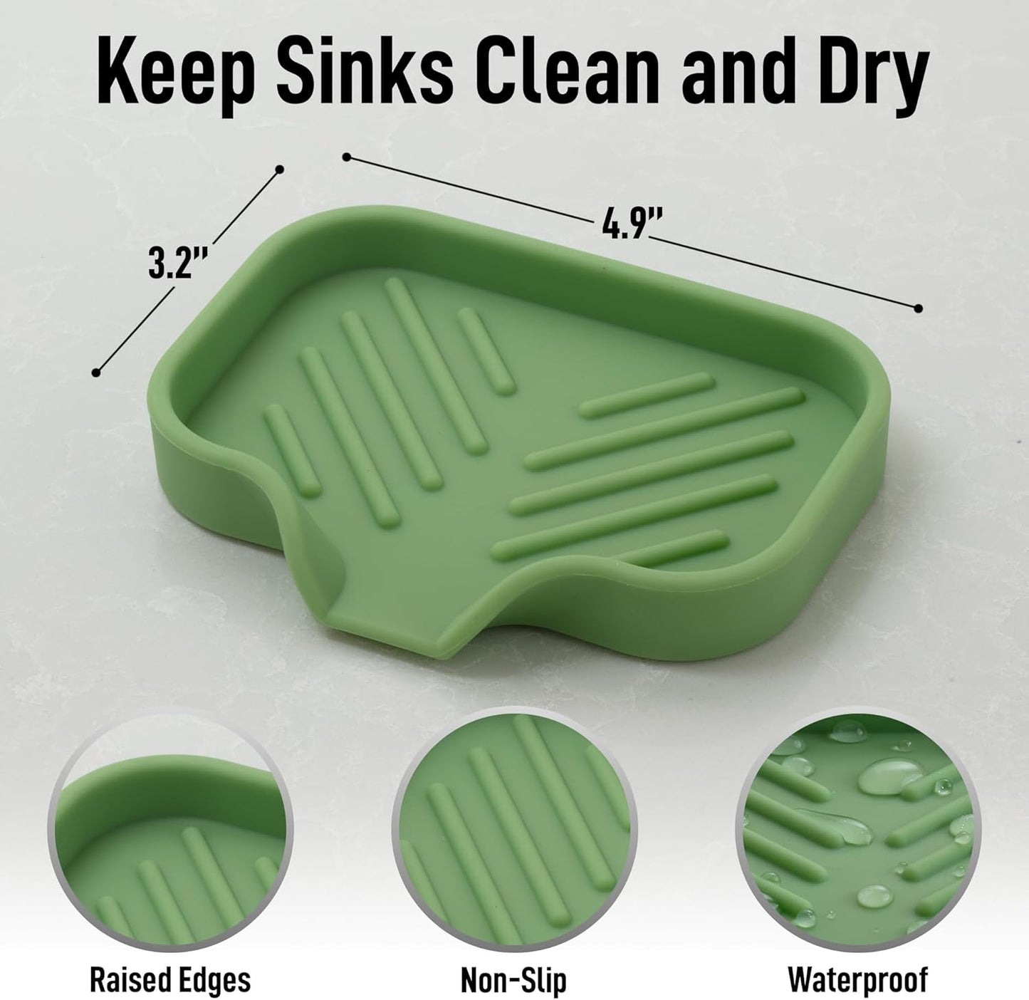 Zulay Kitchen (9x3.5in Sponge Holder for Kitchen Sink - Flexible Heavy-duty Multipurpose Sink Caddy - Counter Organizer for Kitchen, Bathroom, Makeup, Trinkets & More! (Grey)
