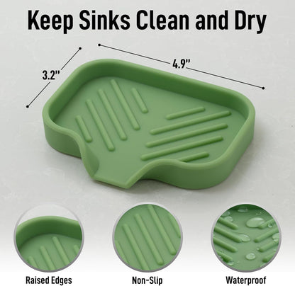 Zulay Kitchen (9x3.5in Sponge Holder for Kitchen Sink - Flexible Heavy-duty Multipurpose Sink Caddy - Counter Organizer for Kitchen, Bathroom, Makeup, Trinkets & More! (Grey)