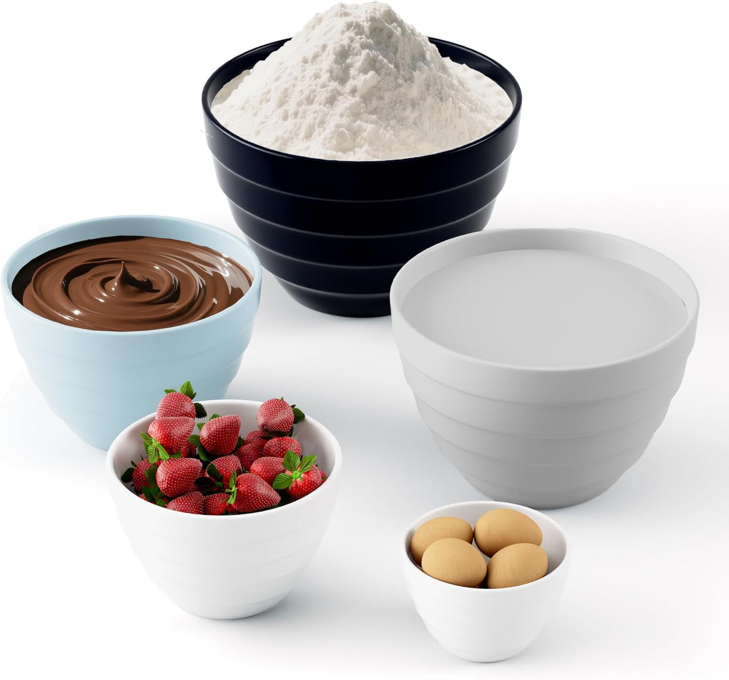 TP Large Mixing Bowl Set with Lids, Melamine Nesting Bowls Set for Pasta Baking Salad Mixing, Set of 3, Aztec Bloom