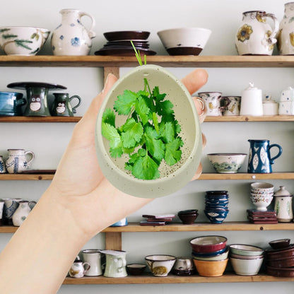 HINGTAI Earthenware Herb Stripping Bowl, Herb Stripper Bowl Ceramic, New Kitchen Tools Supplies, Available in Different Hole Sizes for Peeling the Stemmed Leaves