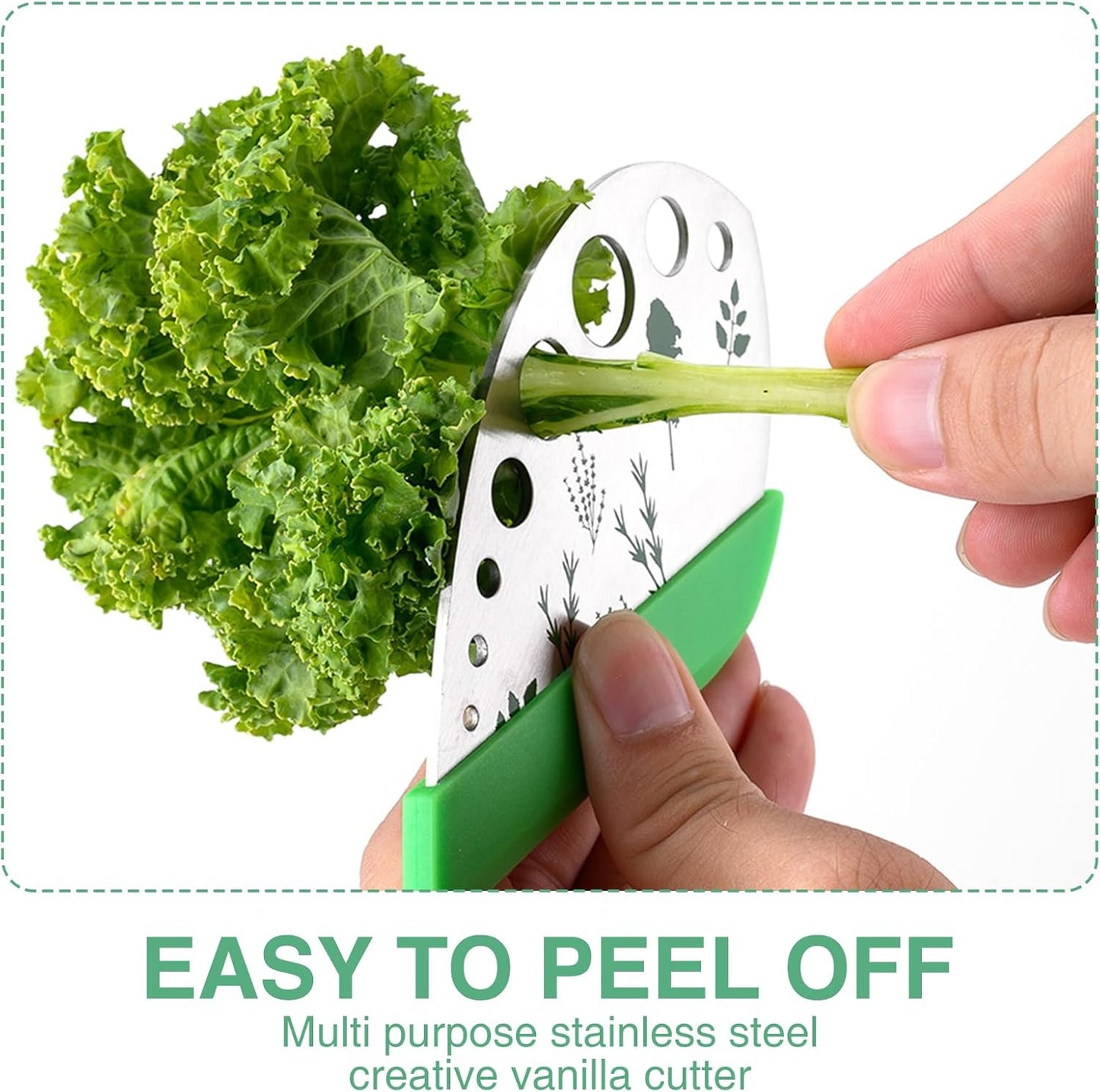9 Holes Herb Leaf Stripper and Herb Cutter 2 in 1, Stainless Steel Fresh Herb Leaf Cilantro Chopper Stripping Tool