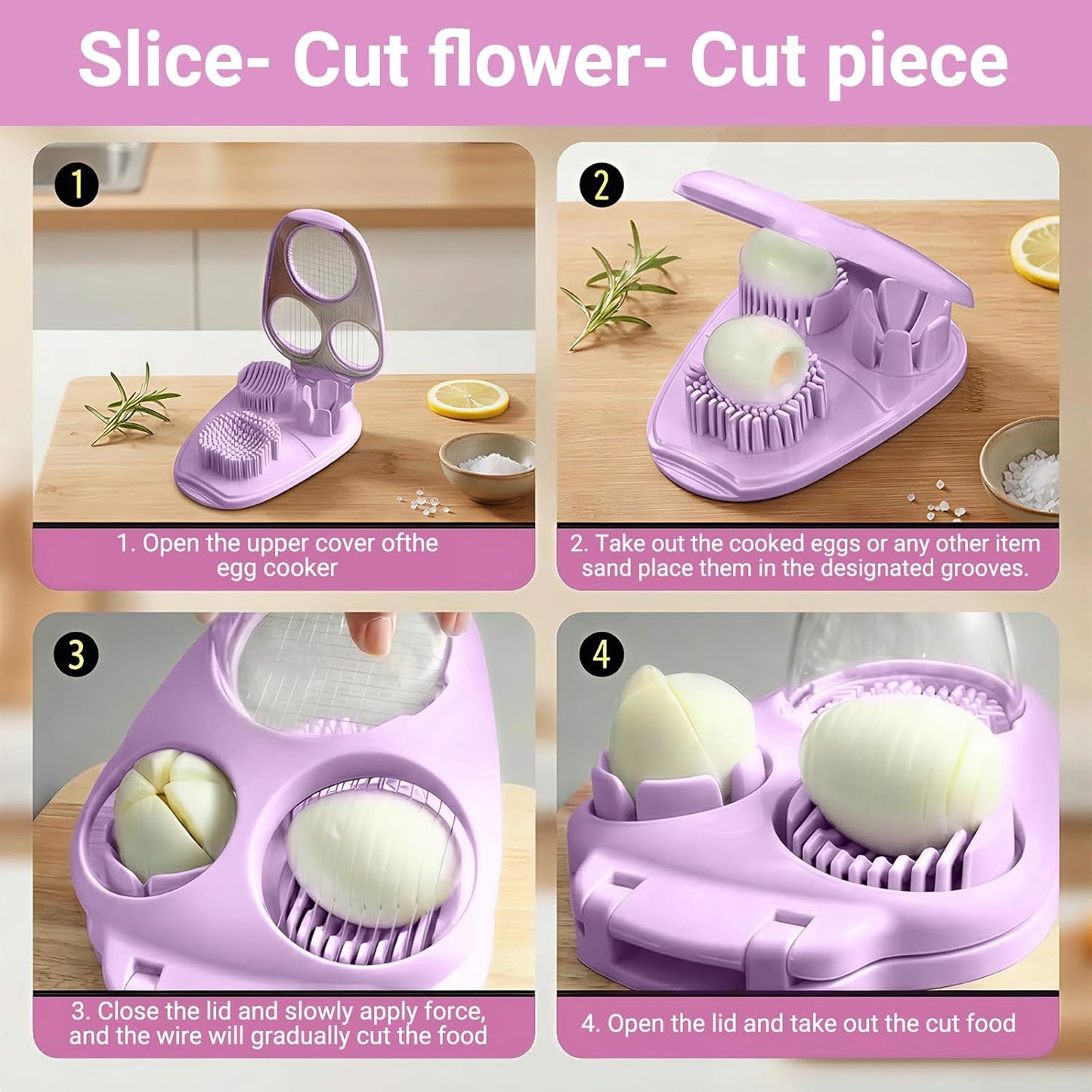 3-in-1 Heavy Duty Egg Slicer, Stainless Steel Blades with Multiple Cutting Modes for Hard Boiled Eggs, Mushrooms, Strawberry, Multifunctional Kitchen Tool, Send Goods from Local Warehouse