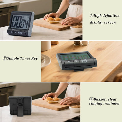Large LCD Display Kitchen Timer -Magnetic Digital Timers,Loud Alarm,Memory and Fast Forward Function,Cooking Timers for Kitchen,Gym, Meeting, Classroom,Study,Work,Outdoor Activities(Black)