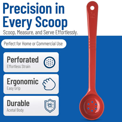 Carlisle FoodService Products 399214 Solid Long Handle Portion Control Spoon, 8 oz, Blue