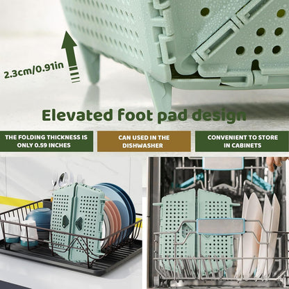 Plastic Collapsible Strainers and Colanders, Foldable Food Strainer for Kitchen, Space-Saving Folding Drain Basket Bowl for Pasta Fruit Vegetables Drainage Storage Dishwasher (Apricot)