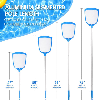 TidyMister Hot Tub Skimmer Spa Net with 12'' Aluminum Pole Ultra Fine Mesh Net Handy Leaf Skimmer for Small Above Ground Pools Pick Up Fine Debris Lightweight Net