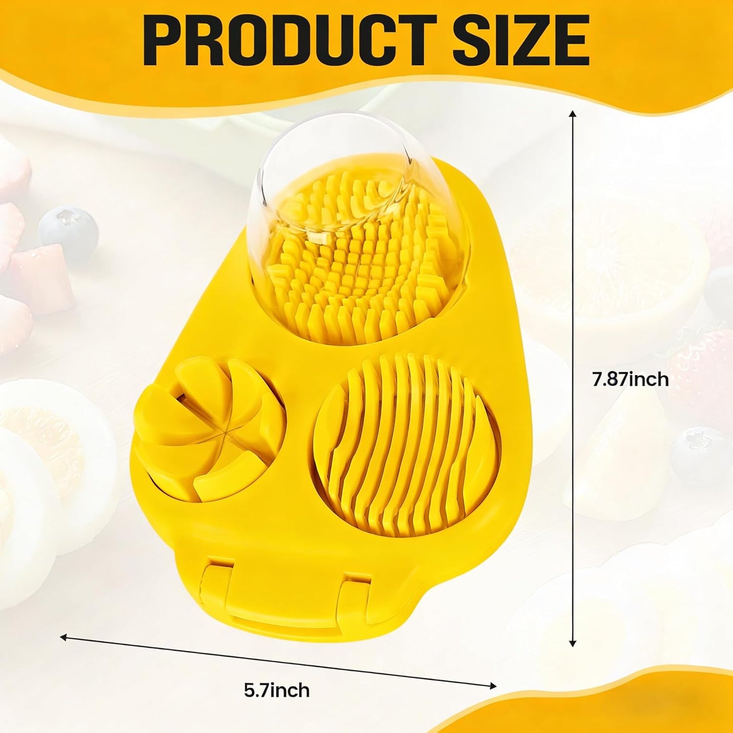 3-In-1egg Slicer For Hard Boiled Eggs,Stainless Heavy Duty Steel Egg Slicer Kitchen Gadget, Fit Strawberry,Apple,Banana,Cherry,Tomato,White