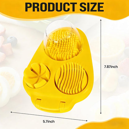 3-In-1egg Slicer For Hard Boiled Eggs,Stainless Heavy Duty Steel Egg Slicer Kitchen Gadget, Fit Strawberry,Apple,Banana,Cherry,Tomato,White