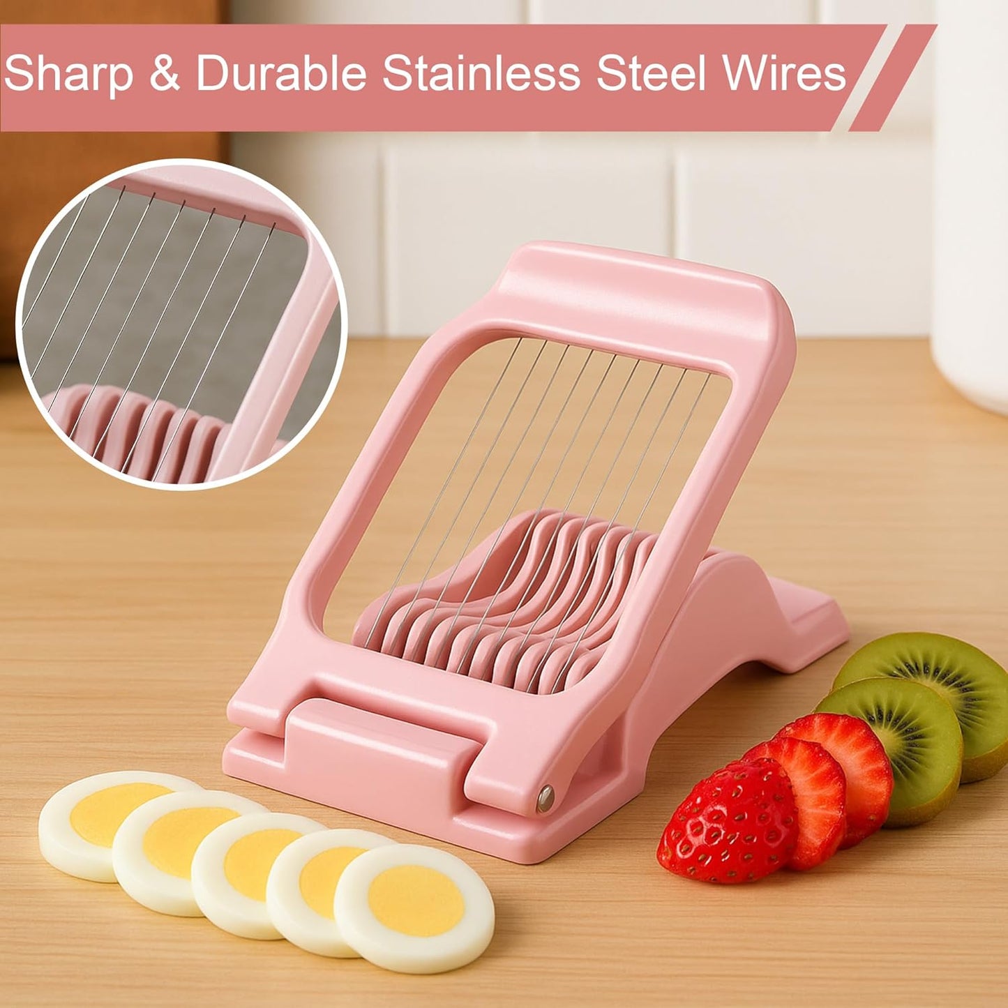 Egg Slicer for Hard Boiled Eggs Egg Cutter Strawberry Slicer Heavy Duty Aluminium Tomato Slicer Stainless Steel Wire Multipurpose Egg Slicer Dicer for Soft Fruit Mushroom Home Use