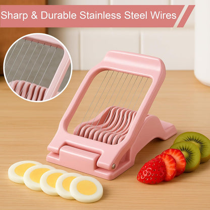 Egg Slicer for Hard Boiled Eggs Egg Cutter Strawberry Slicer Heavy Duty Aluminium Tomato Slicer Stainless Steel Wire Multipurpose Egg Slicer Dicer for Soft Fruit Mushroom Home Use