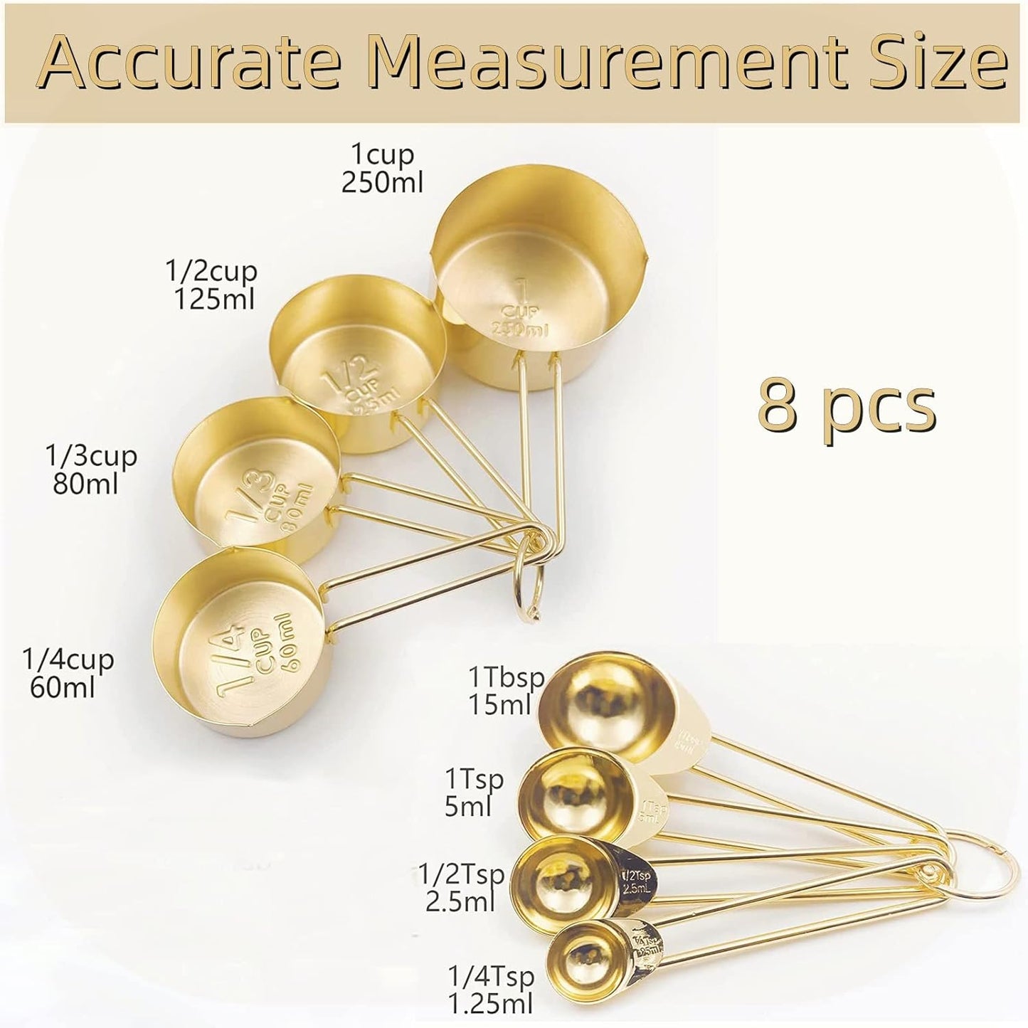 9PCS Black Stainless Steel Measuring Cups and Spoons Set, Heavy Duty Measuring Cup Set