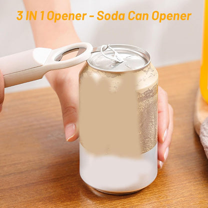 3 in 1 Jar Opener Bottle Opener Beer Soda Can Opener Manual, Adjustable Cap Screwer Jar Openers for Weak Hands Gifts for Seniors or Arthritis, Bottle Opener Magnet for Kitchen Storage (Beige)